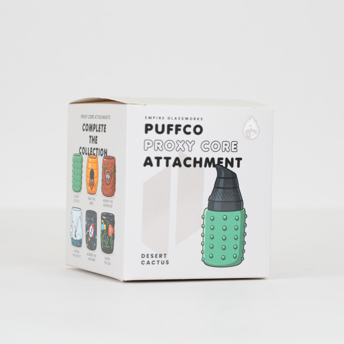 Collectible Desert Cactus Puffco Proxy Core glass attachment featuring a modern desert botanical design