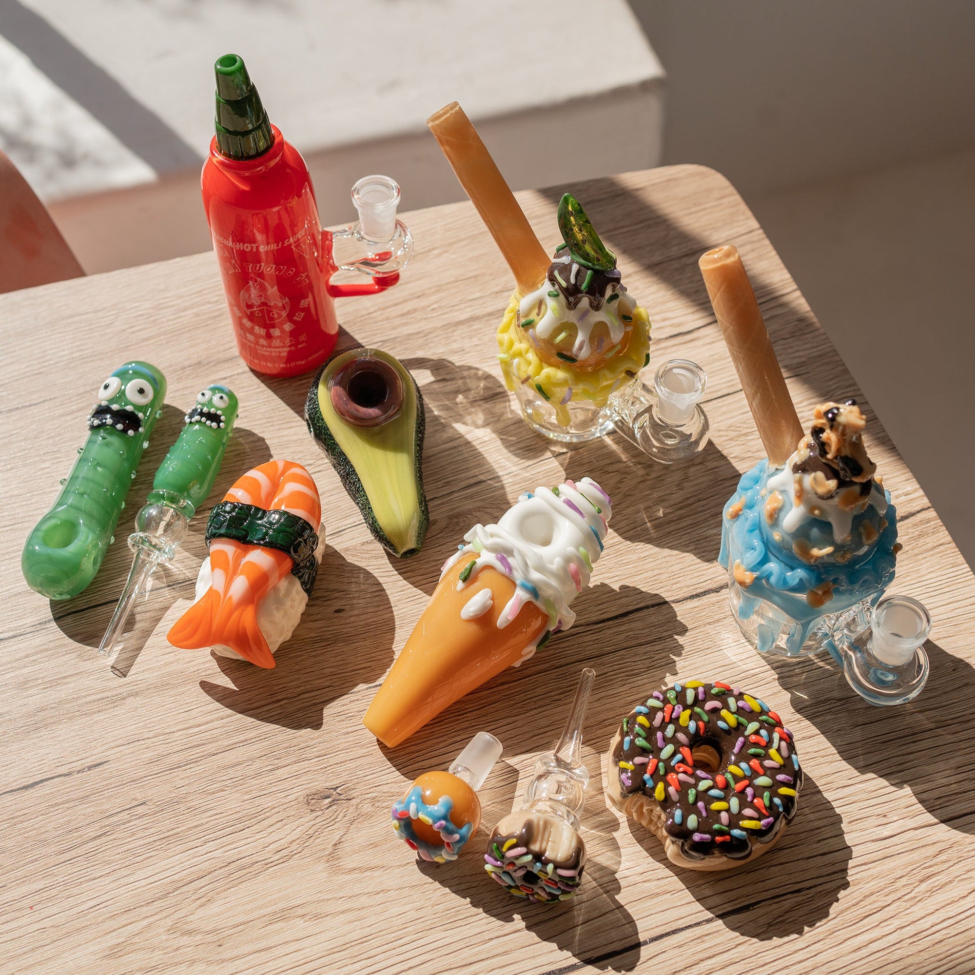 Detailed original glass designs by Empire Glassworks