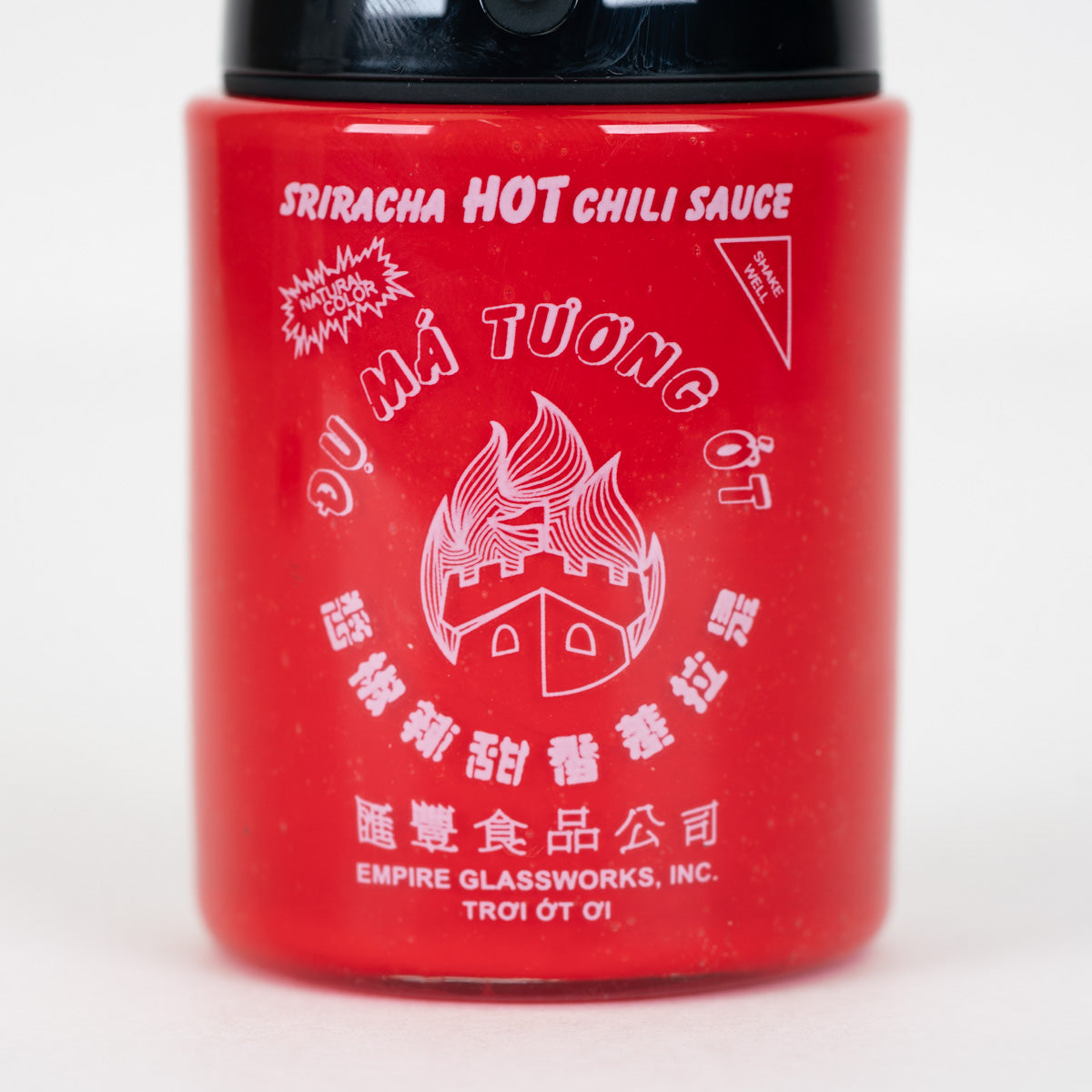 Empire Glassworks Sriracha Sauce glass attachment featuring bold red coloring and novelty hot sauce styling