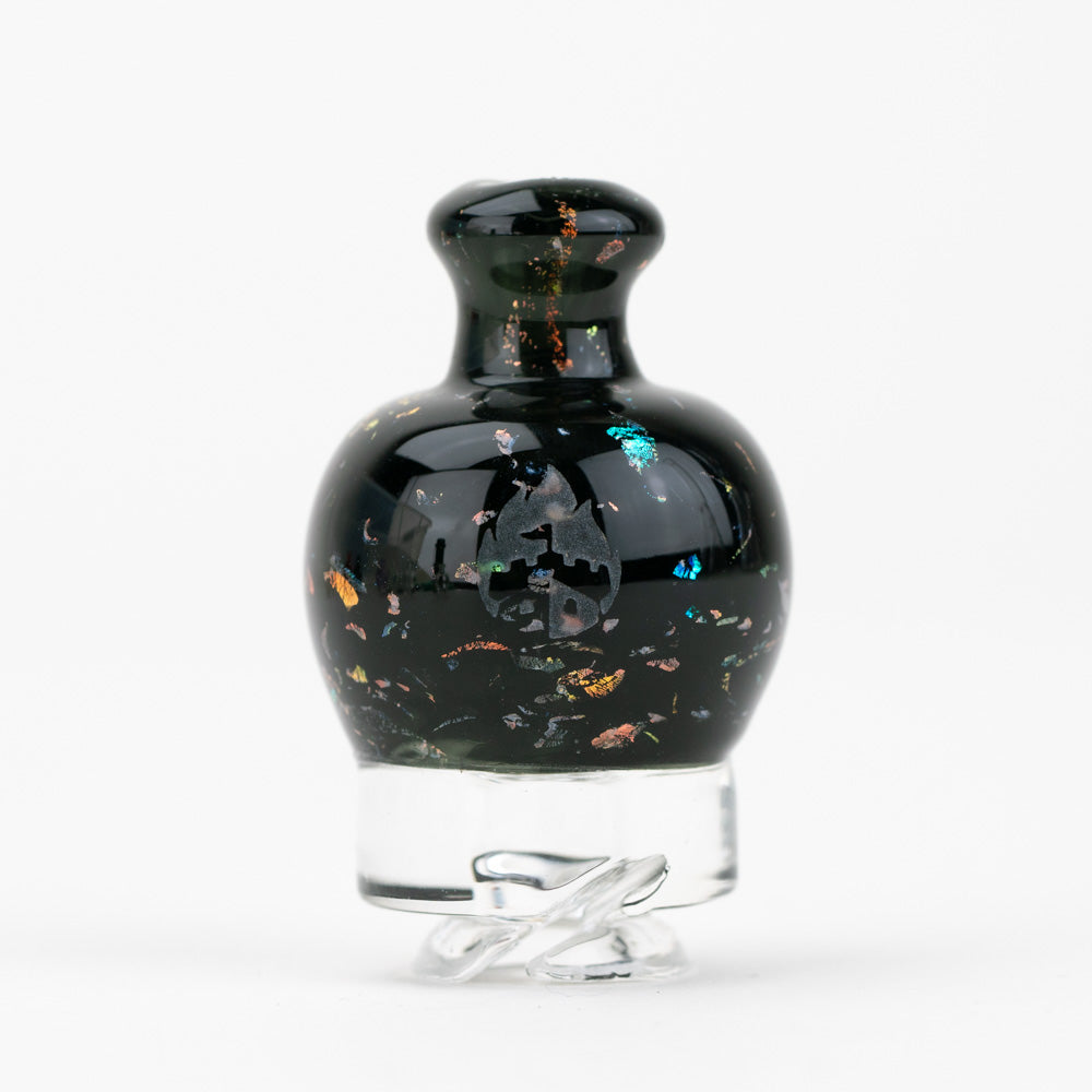 Black Nebula Puffco Pivot glass mouthpiece with dichro accents by Empire Glassworks