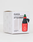 Puffco Proxy Core glass attachment inspired by a classic Sriracha hot sauce bottle with green cap detail